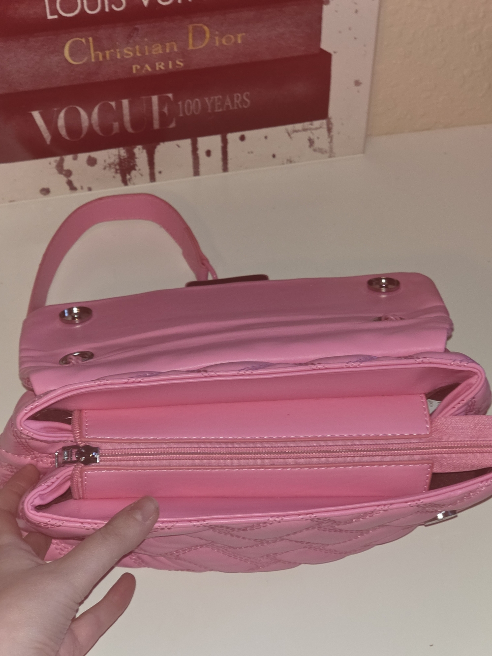 Dolls Kill Pink Quilted Chain-Detail Crossbody Bag - Picture 12 of 15